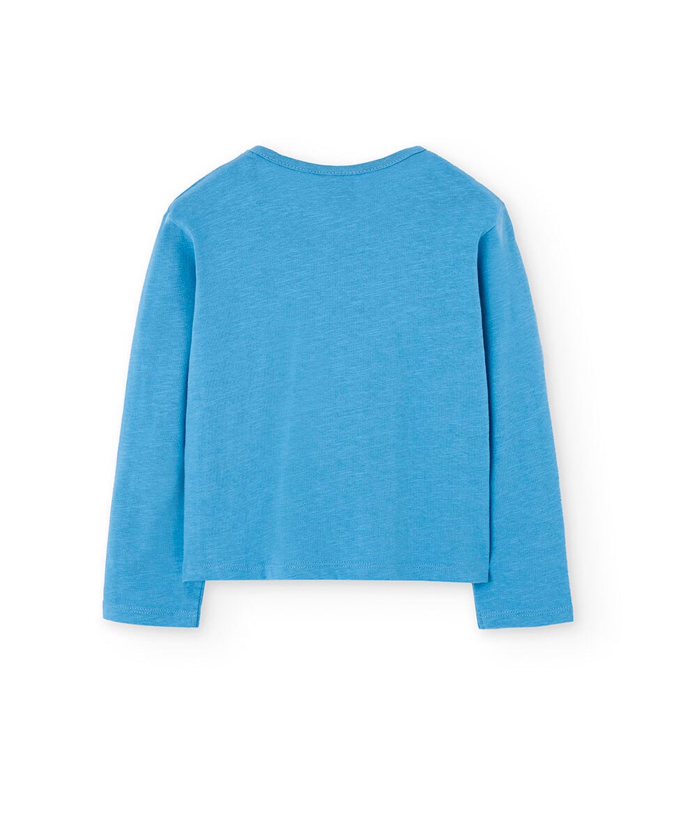 T-shirt Infantil com Gola Redonda e Manga Comprida Boboli Azul-2