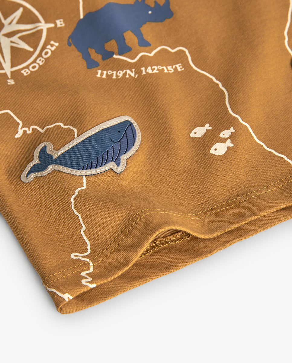 T-shirt Infantil com Gola Redonda e Manga Comprida Mostarda-4