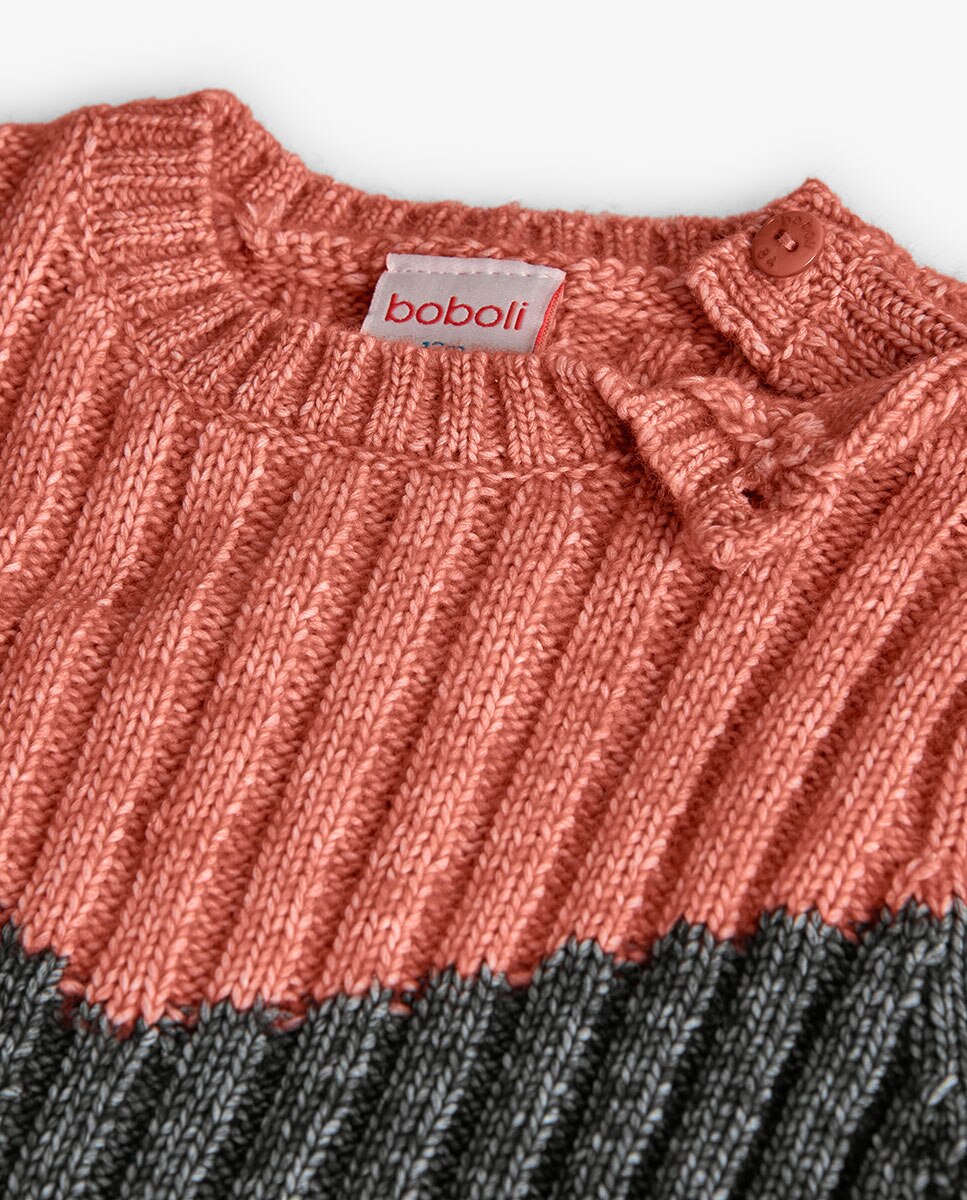 Camisola Infantil com Abertura na Gola e Estampado Às Riscas Boboli Multicolor-3
