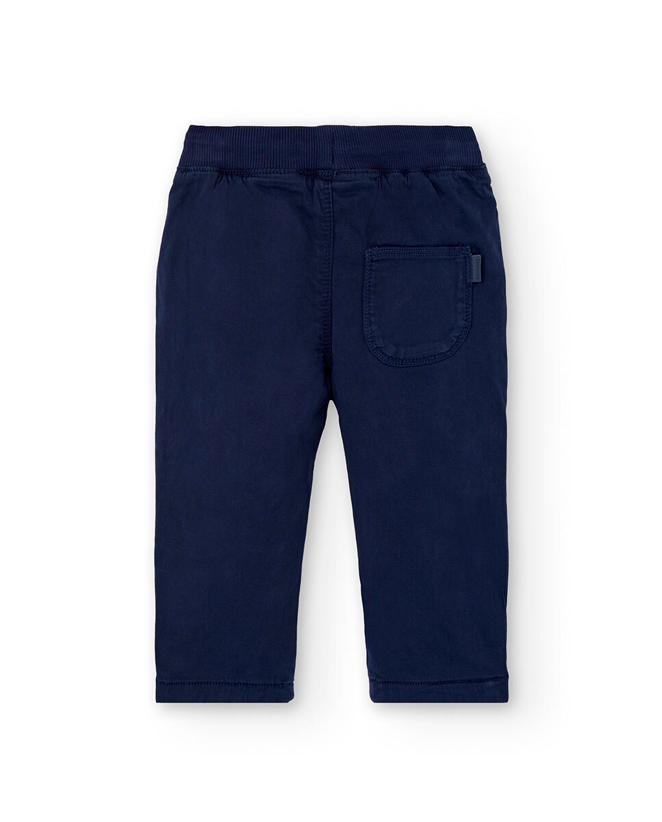 Calças Lisos para Bebé com Cintura Elástica Boboli Azul-marinho-2