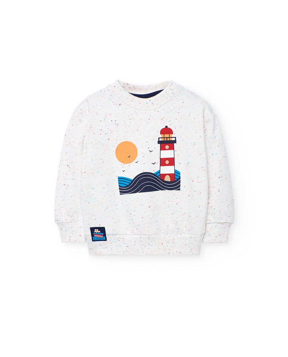 Sweatshirt para Bebé com Gola Redonda e Desenho Frontal Boboli Branco-1