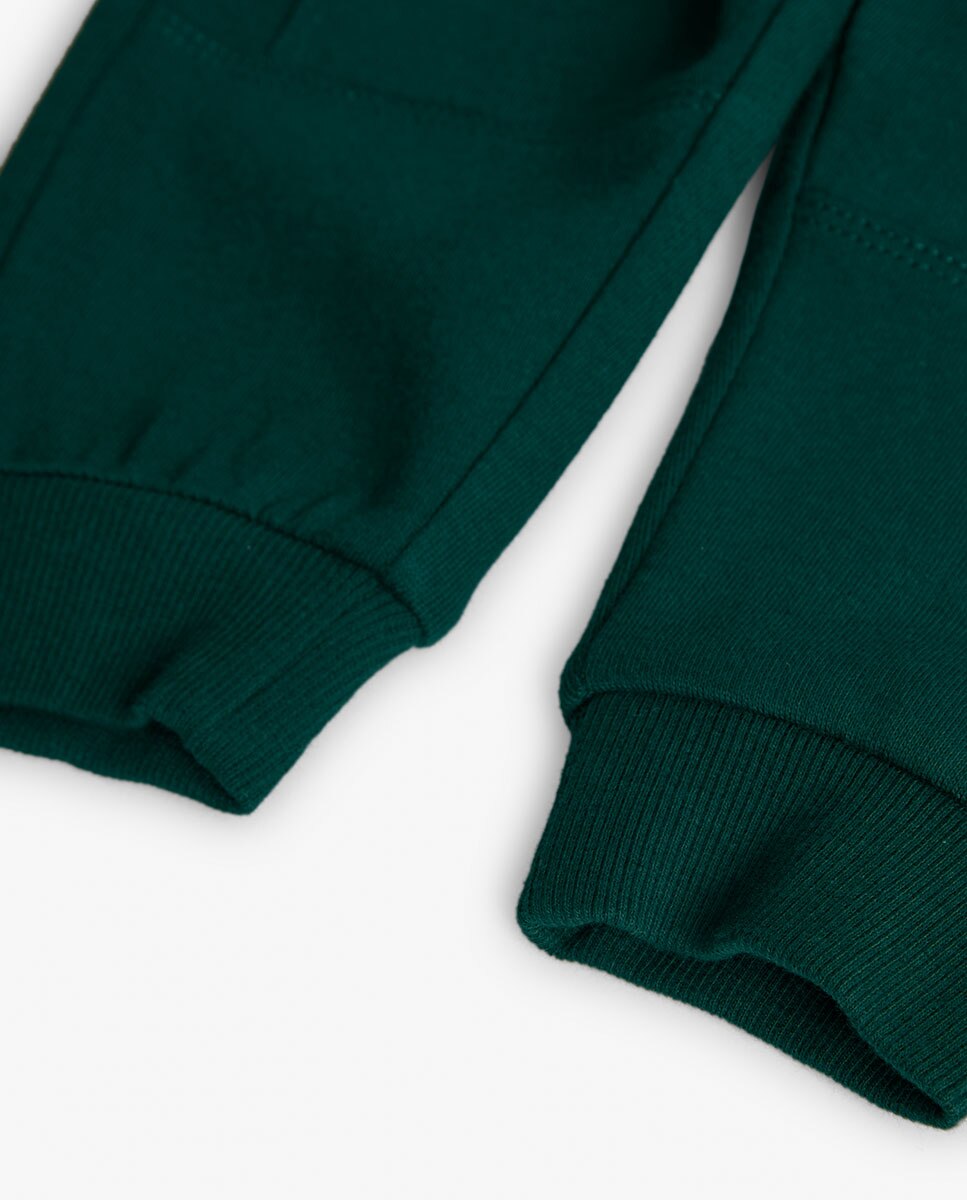 Calças Desportivas para Bebé com Cintura Elástica e Bolsos Boboli Verde-escuro-4