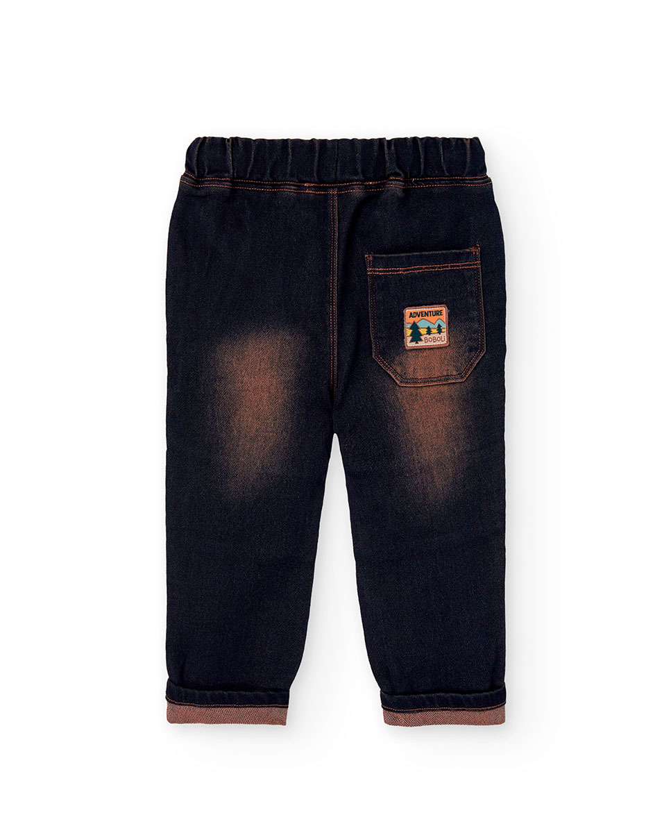 Jeans Elásticos Infantil com Cintura Ajustável Boboli Azul-2
