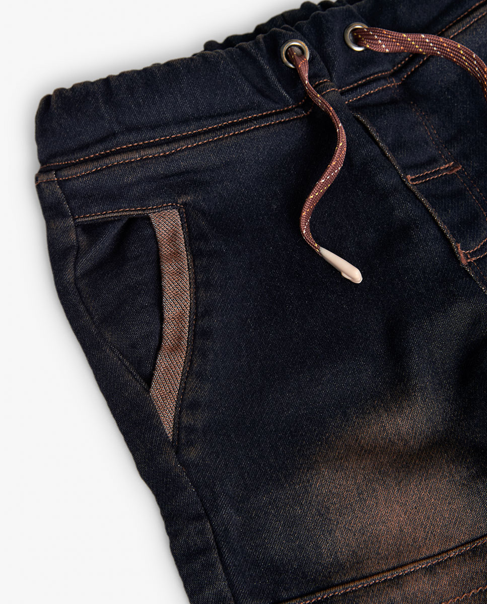 Jeans Elásticos Infantil com Cintura Ajustável Boboli Azul-3