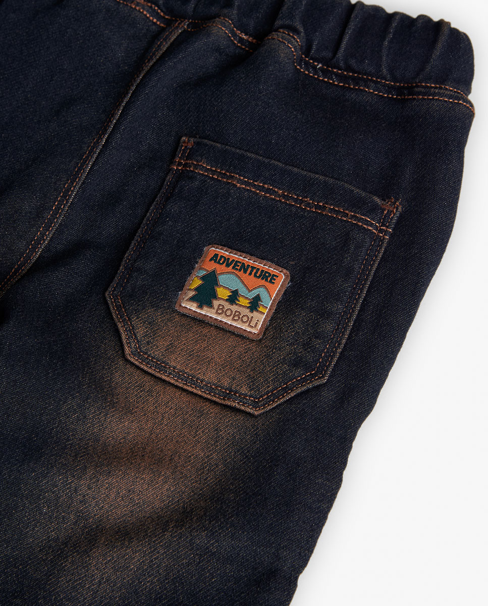 Jeans Elásticos Infantil com Cintura Ajustável Boboli Azul-4