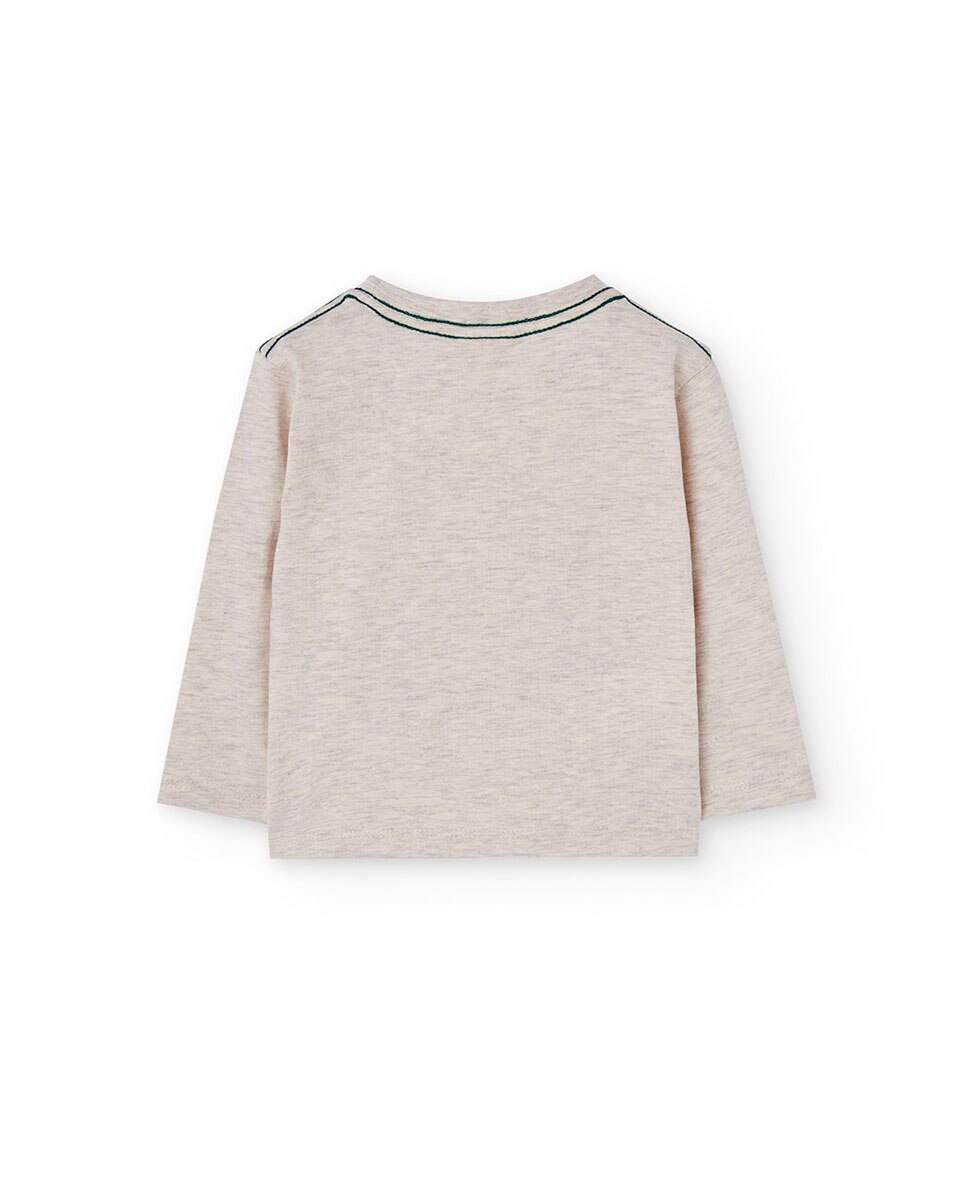T-shirt Infantil com Desenho Frontal e Manga Comprida Boboli Natural-2