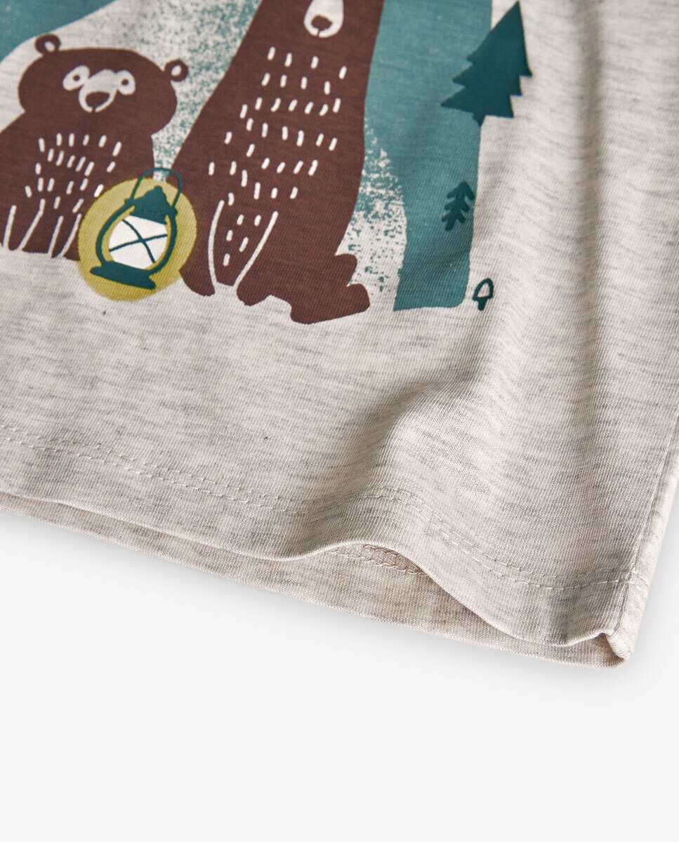 T-shirt Infantil com Desenho Frontal e Manga Comprida Boboli Natural-4