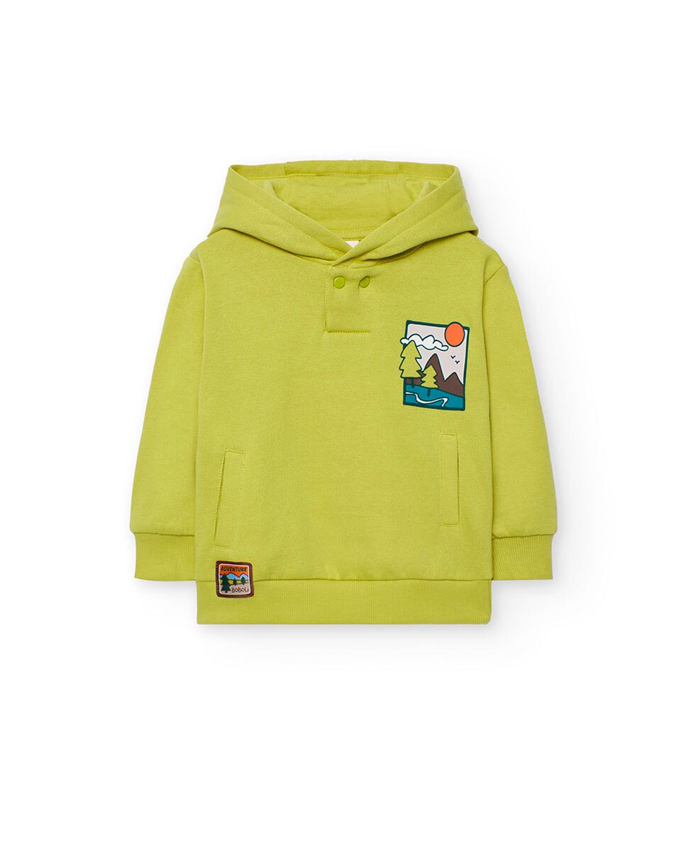 Sweatshirt para Bebé com Capuz e Fecho na Gola Boboli Verde Azeitona-1