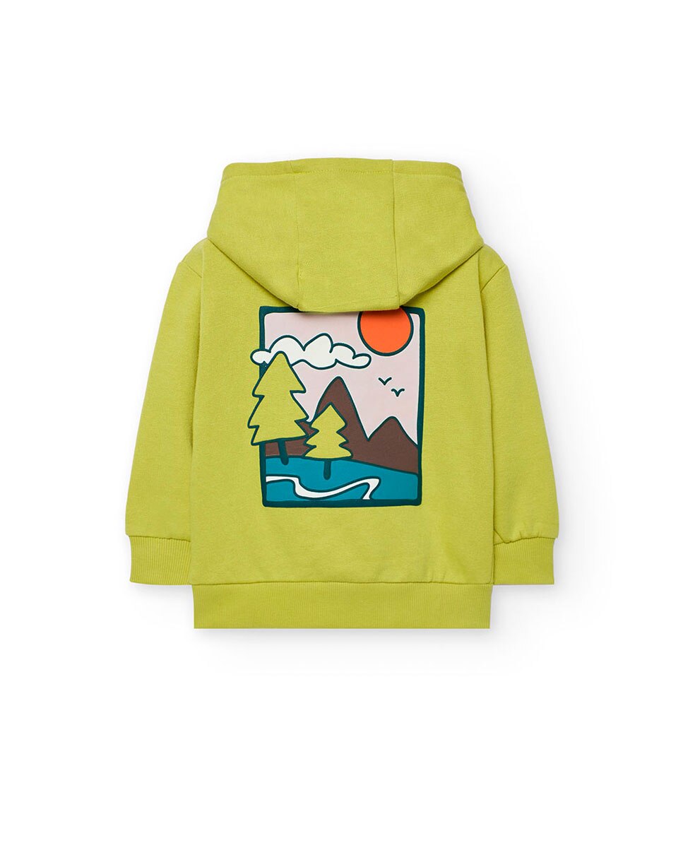 Sweatshirt para Bebé com Capuz e Fecho na Gola Boboli Verde Azeitona-2