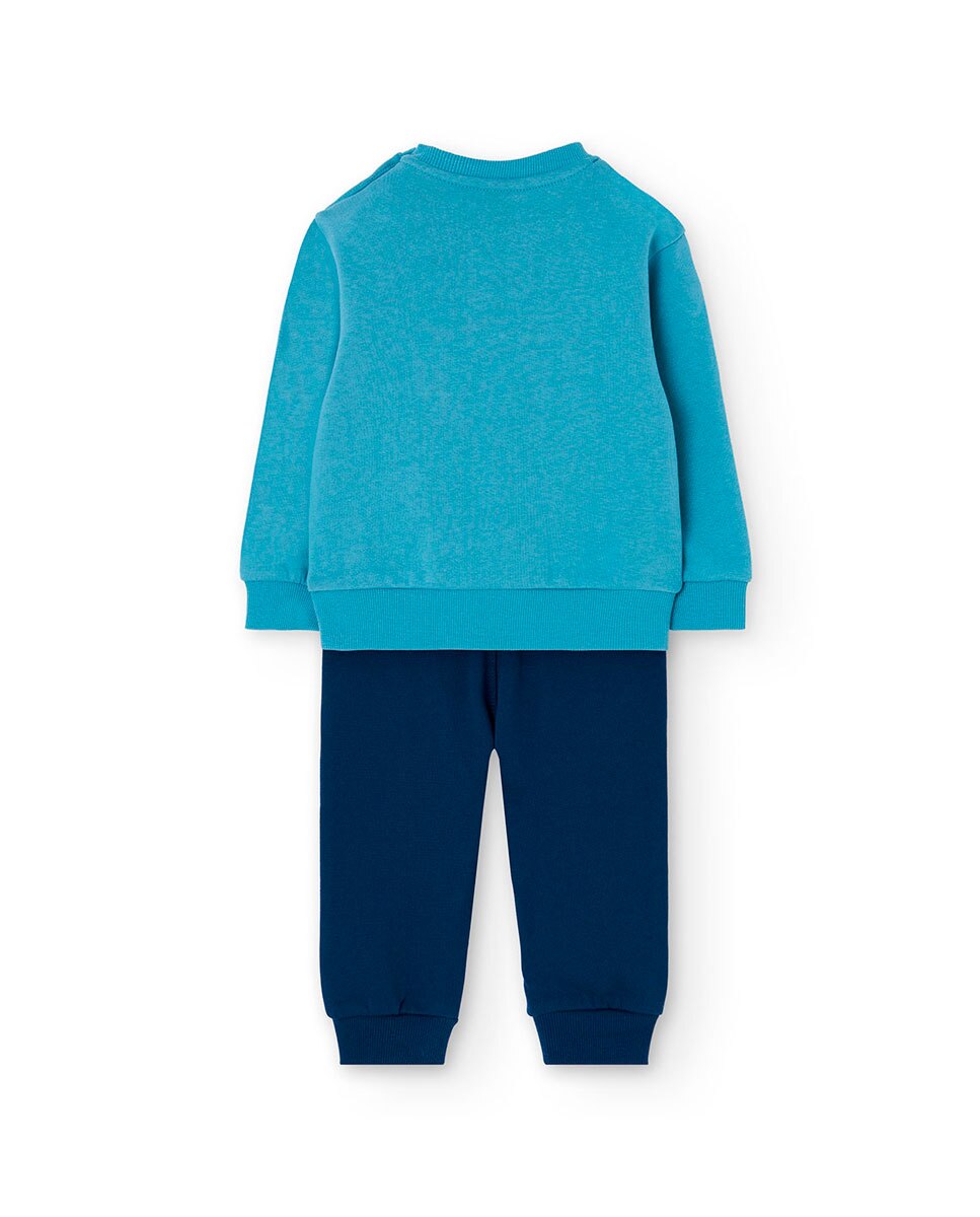 Conjunto de Sweatshirt e Calças Infantil com Estampado Boboli Azul-2