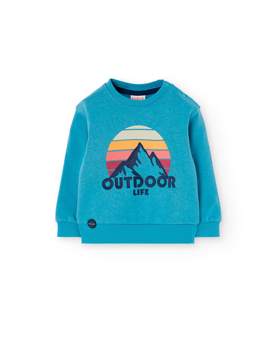 Conjunto de Sweatshirt e Calças Infantil com Estampado Boboli Azul-3