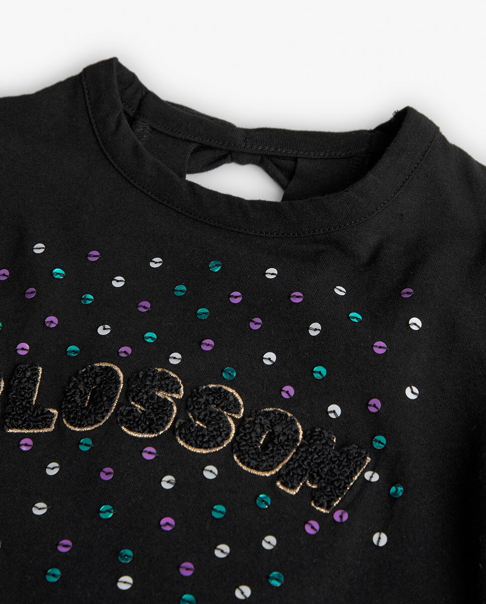 T-shirt Básica Infantil com Mangas Compridas Boboli Preto-3