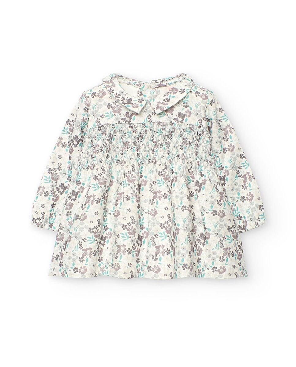 Vestido para Bebé com Manga Comprida e Flores Boboli Multicolor-1