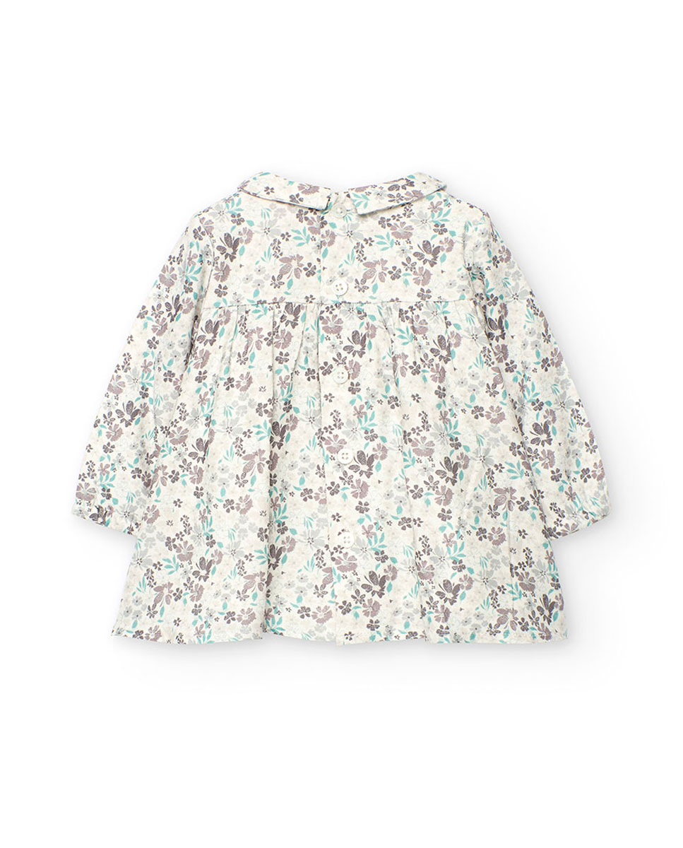 Vestido para Bebé com Manga Comprida e Flores Boboli Multicolor-2