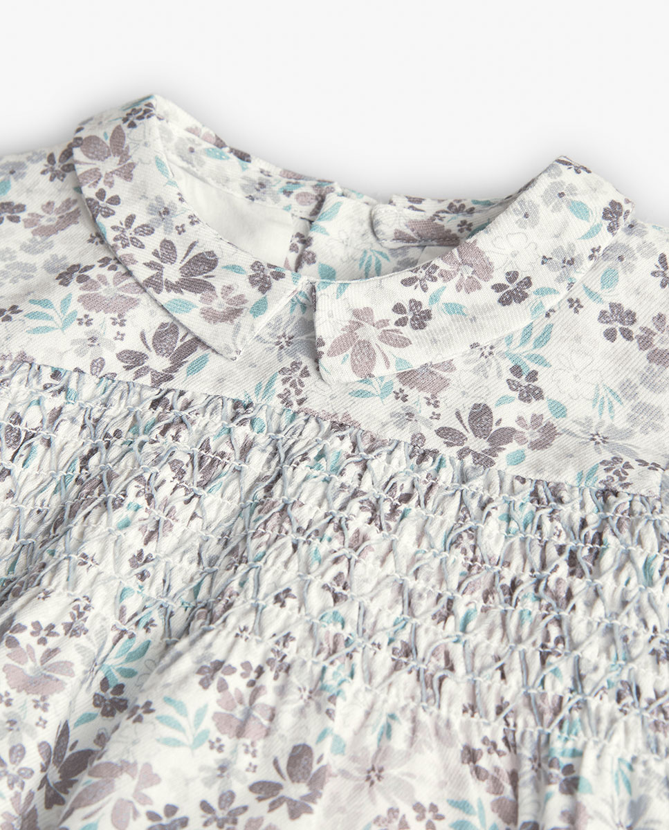 Vestido para Bebé com Manga Comprida e Flores Boboli Multicolor-3