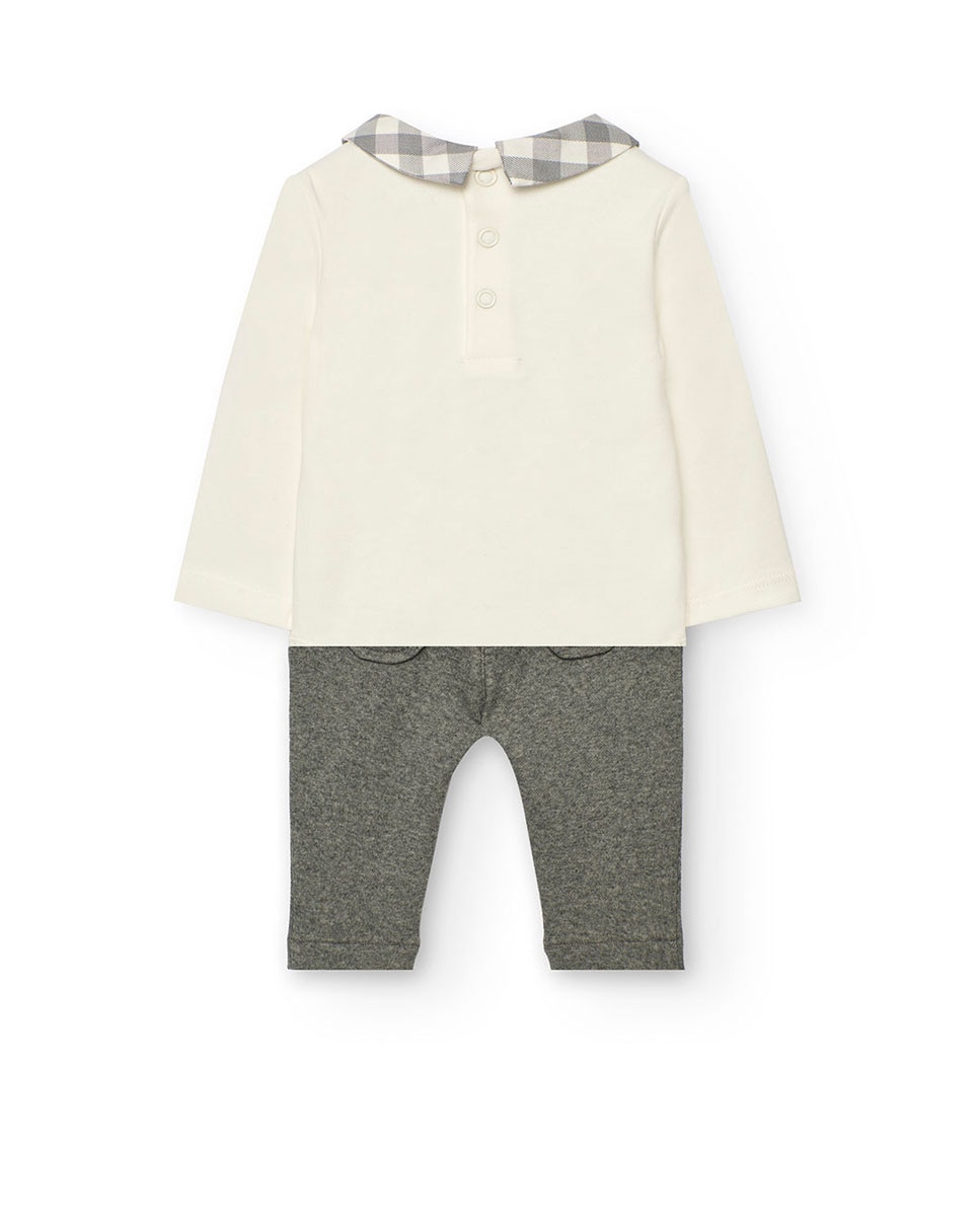 Conjunto para Bebé com Manga Comprida e Quadrados Boboli Cinzento-2