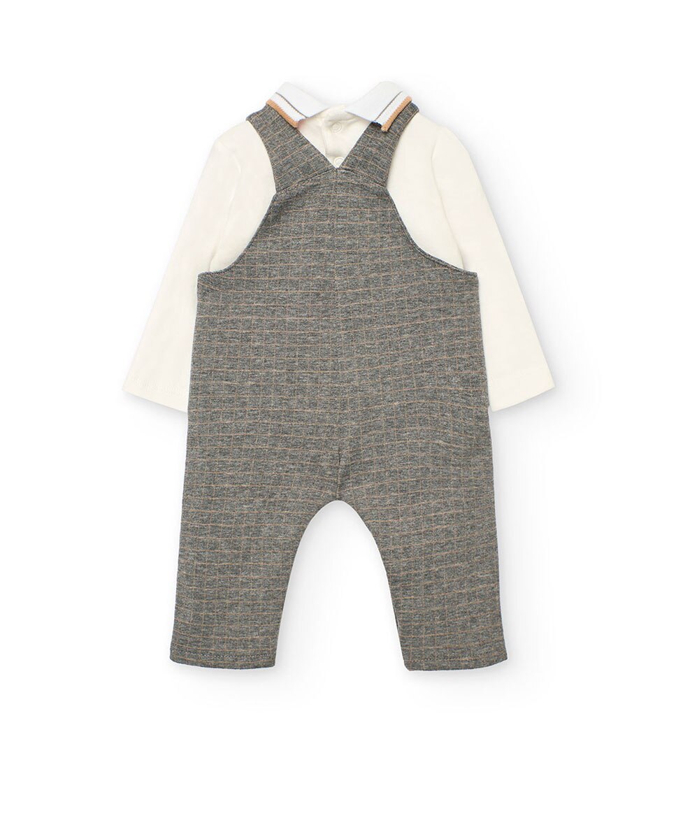 Conjunto para Bebé com Manga Comprida e Quadrados Boboli Cinzento-2
