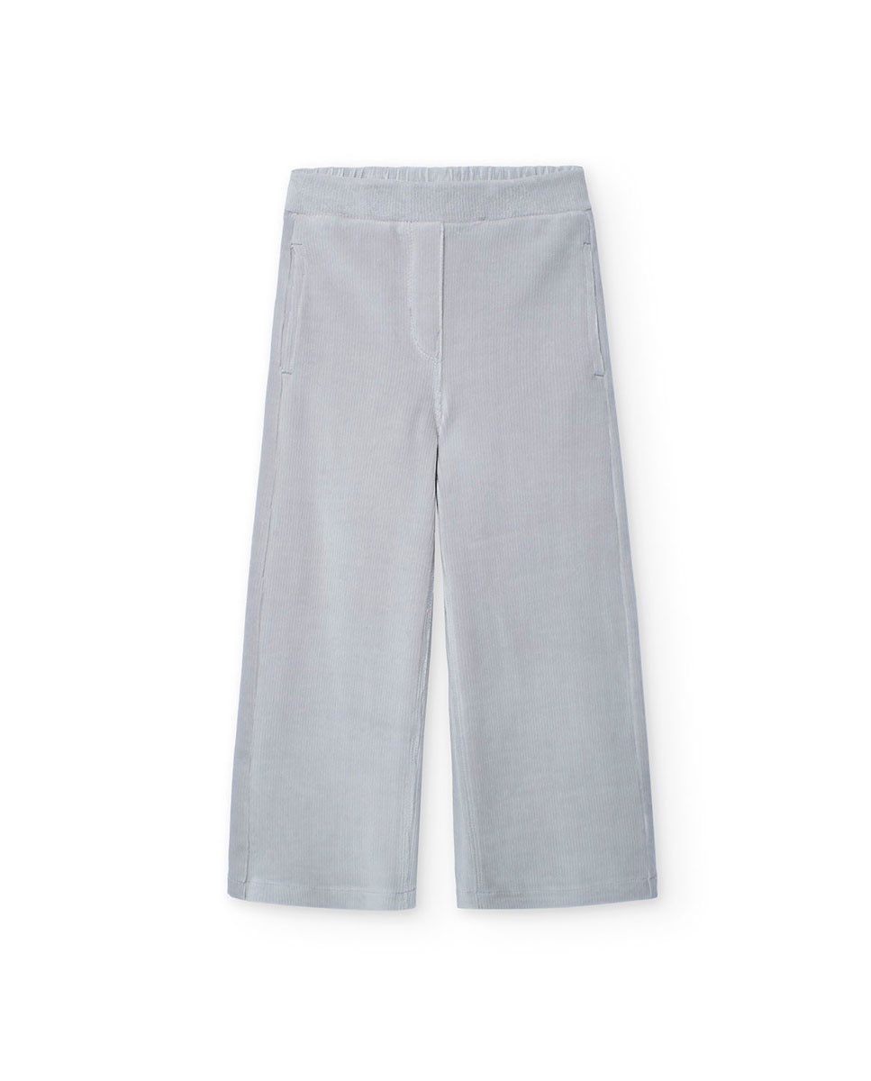 Calças Largas Infantil de Microbombazina com Bolsos Cinzento-claro-1