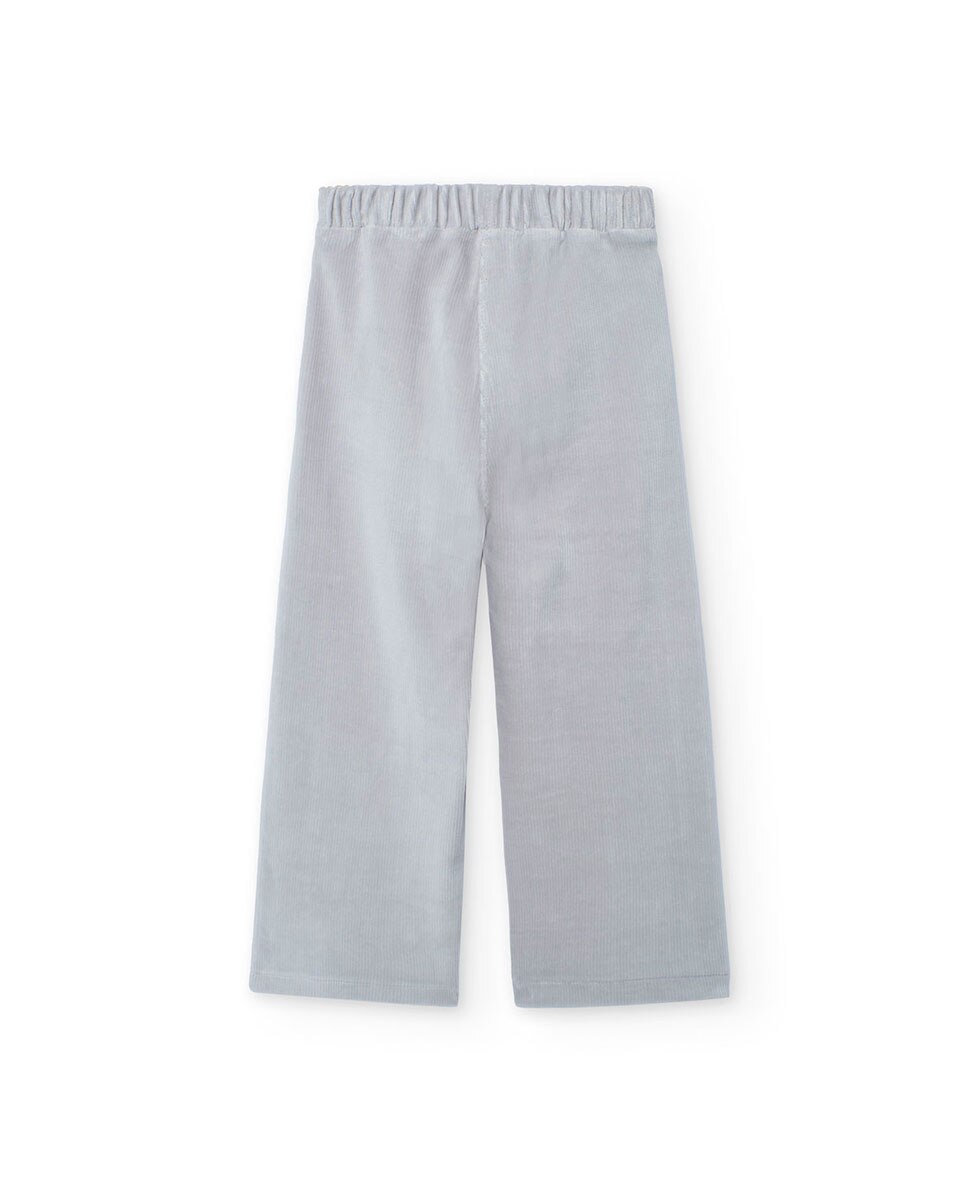 Calças Largas Infantil de Microbombazina com Bolsos Cinzento-claro-2