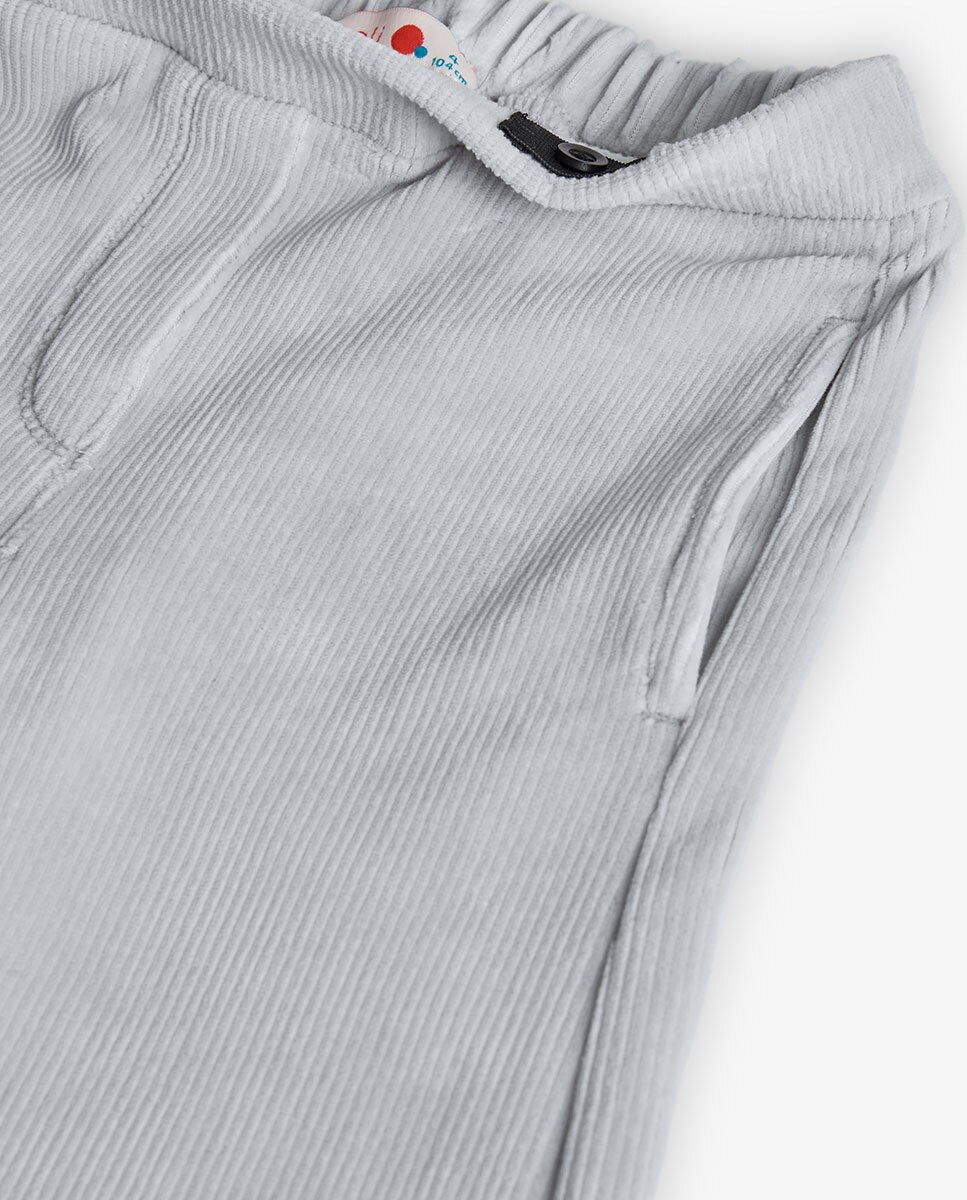 Calças Largas Infantil de Microbombazina com Bolsos Cinzento-claro-3