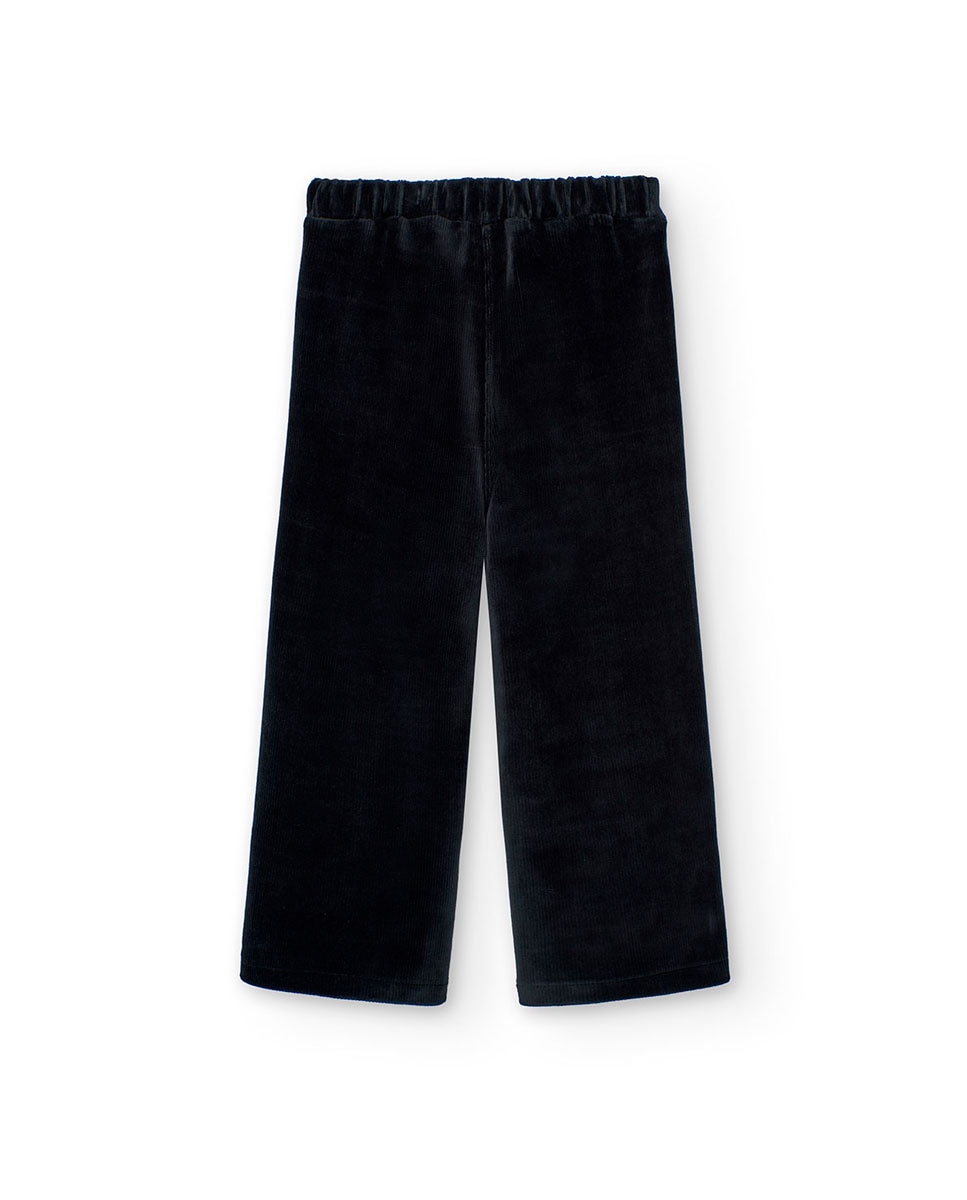 Calças Largas Infantil de Microbombazina com Bolsos Preto-2