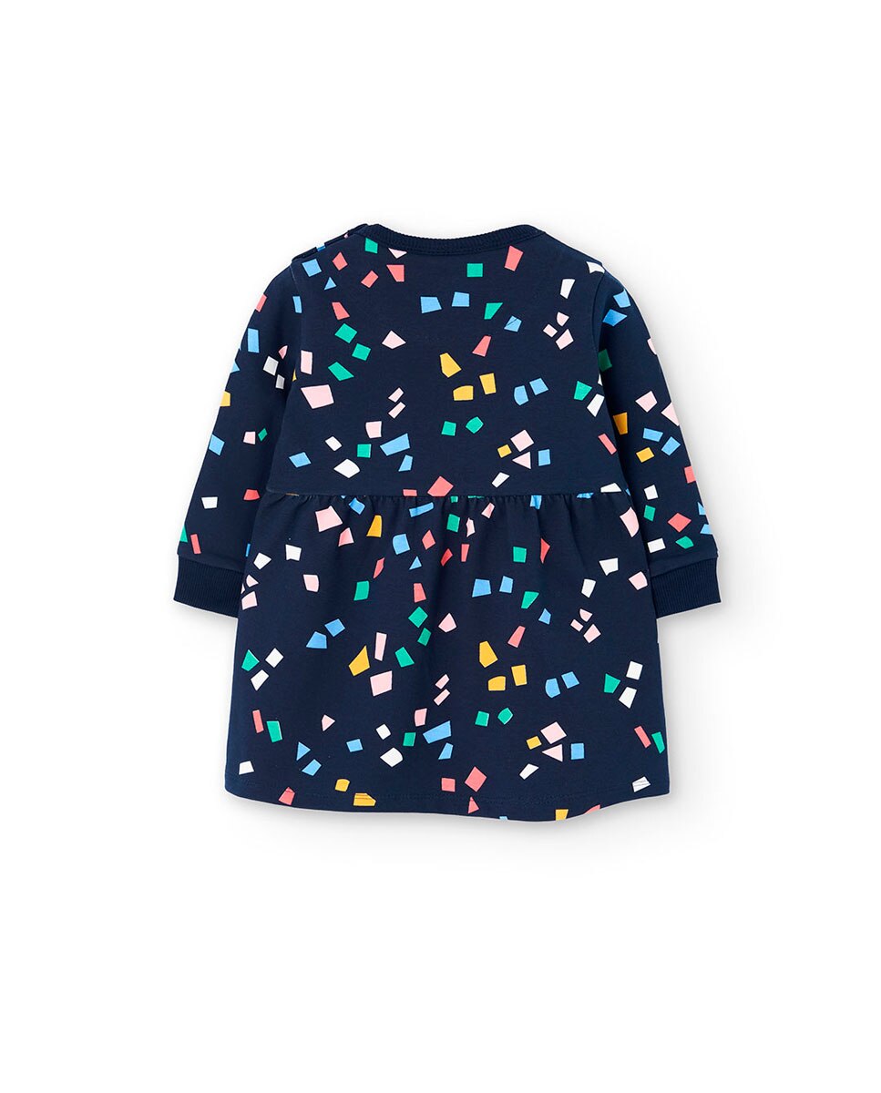 Vestido Infantil de Felpa com Estampado Boboli Azul-marinho-2