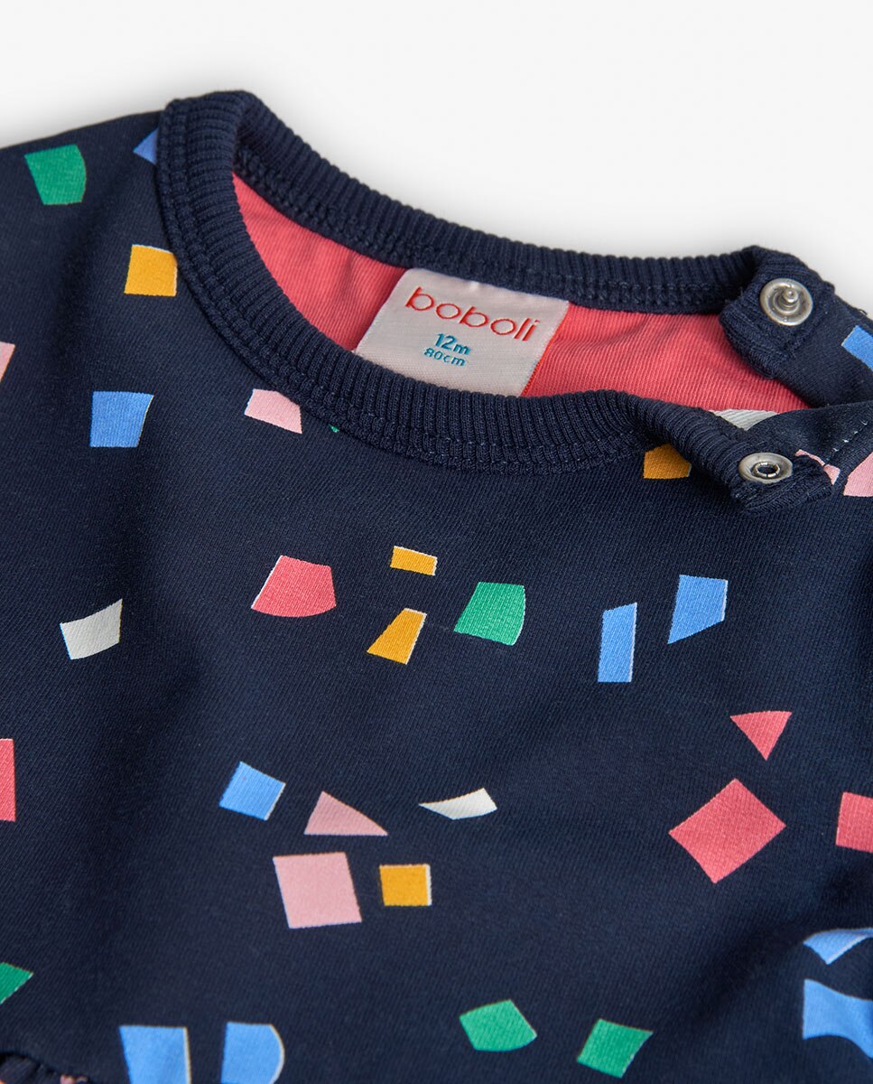 Vestido Infantil de Felpa com Estampado Boboli Azul-marinho-3