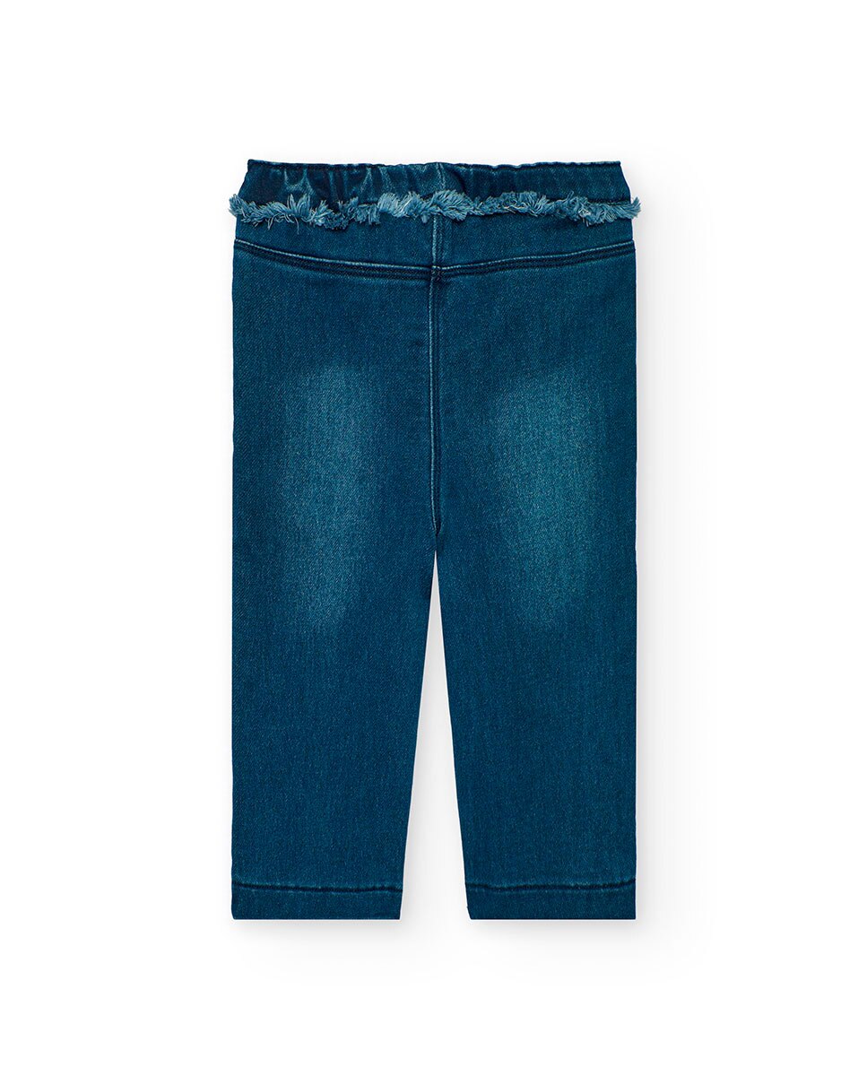 Calças Amplas Infantil com Ajuste de Borracha Boboli Azul-2