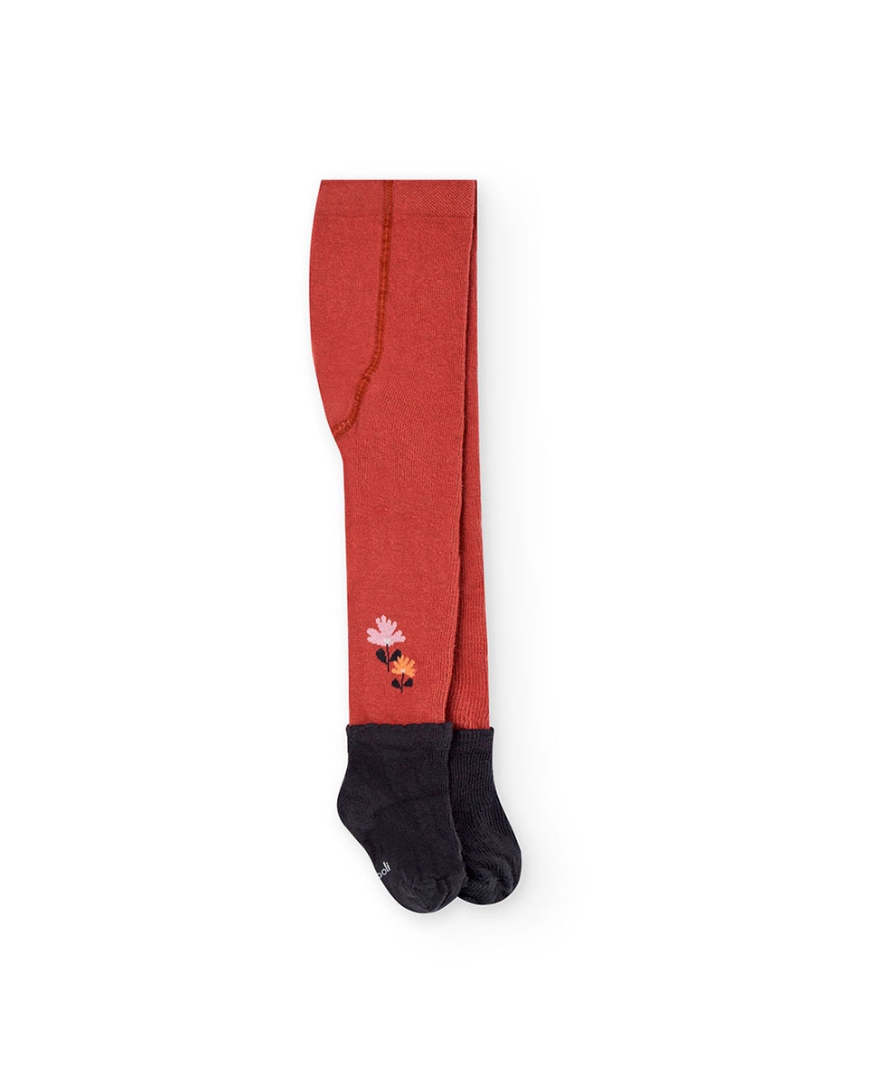 Collants para Bebé com Cintura Elástica e Meias Decorativas Boboli Laranja-1