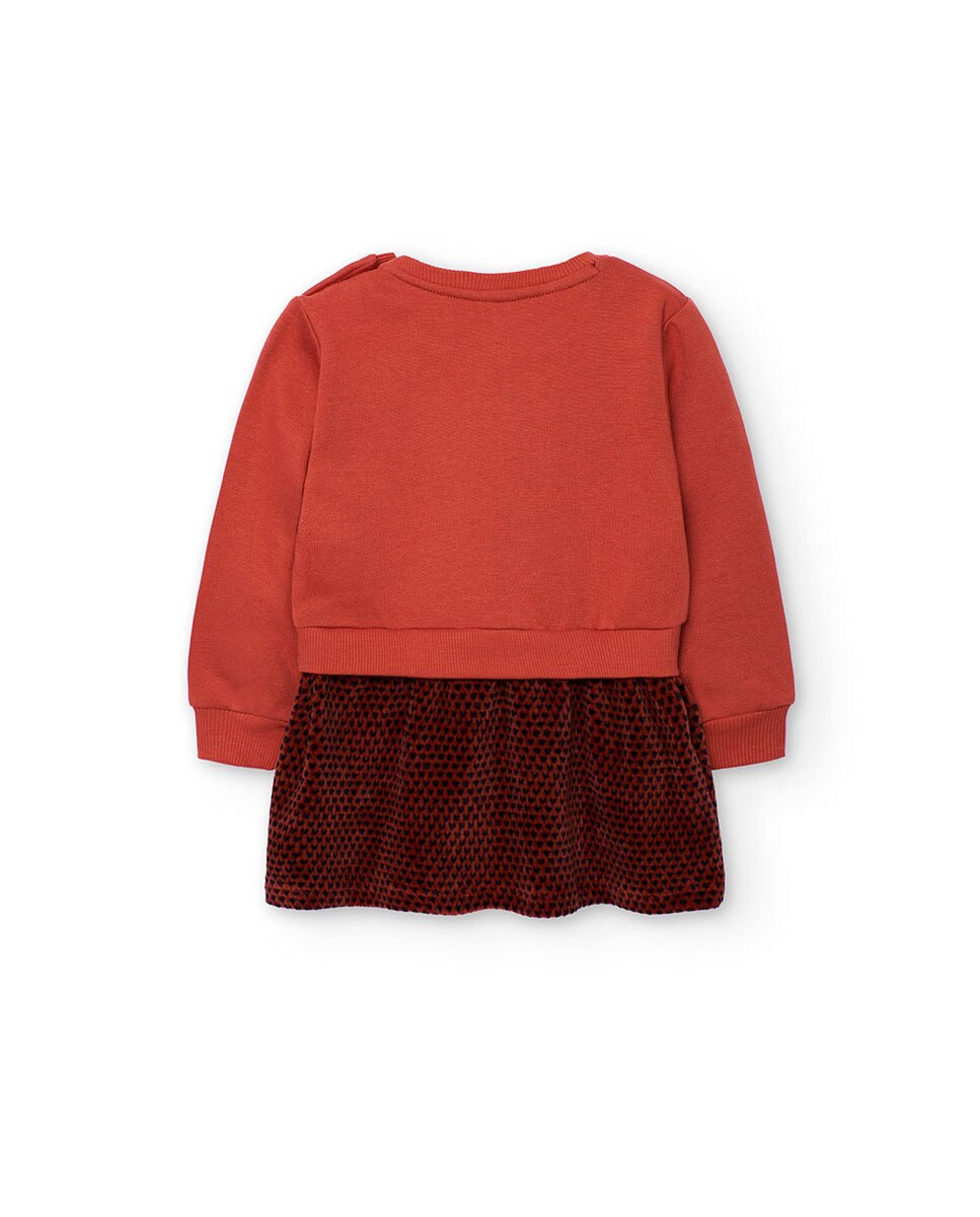 Vestido Infantil com Estampado de Fantasia e Gola Redonda Boboli Laranja-2
