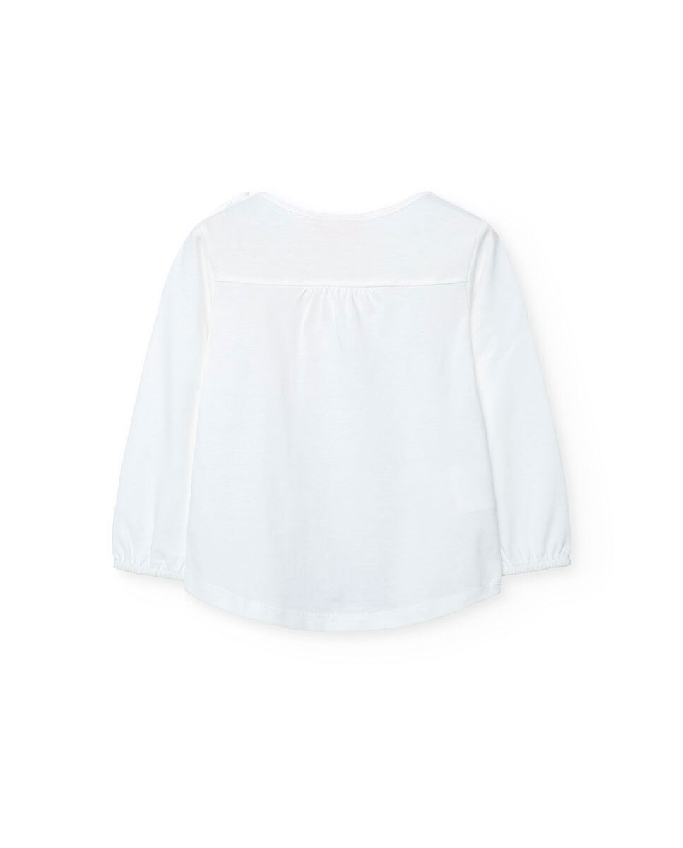 T-shirt de Algodão para Bebé com Desenho Frontal Boboli Branco-2