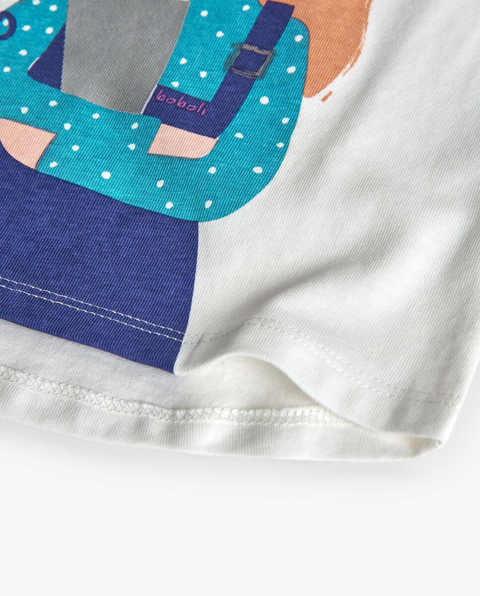 T-shirt de Algodão para Bebé com Desenho Frontal Boboli Branco-4