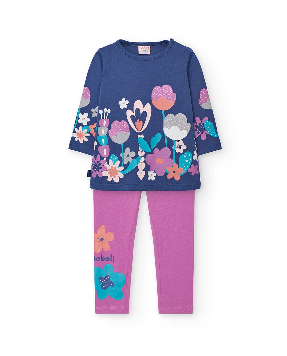 Conjunto para Bebé de T-shirt e Leggings com Estampado Floral Boboli Multicolor-1