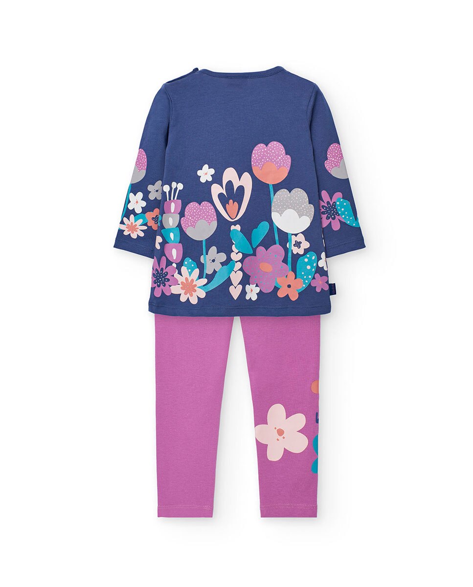 Conjunto para Bebé de T-shirt e Leggings com Estampado Floral Boboli Multicolor-2