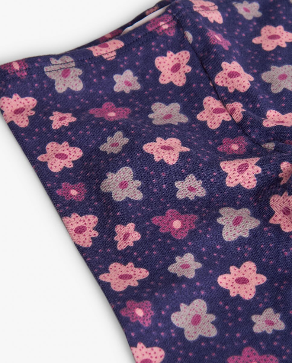 Leggings para Bebé com Estampado Floral Azul-marinho / Rosa-3