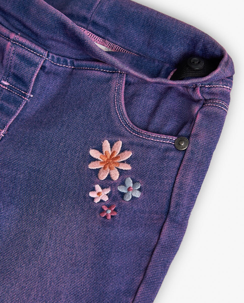 Jeans com Corte a Direito para Bebé com Cintura Elástica Boboli Roxo-3