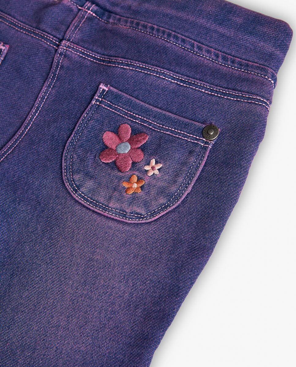 Jeans com Corte a Direito para Bebé com Cintura Elástica Boboli Roxo-4