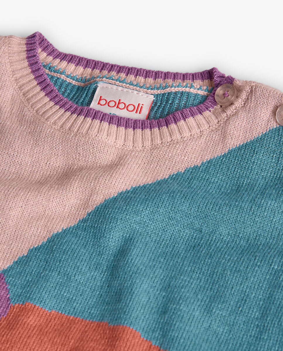 Camisola Infantil com Estampado Grande e Gola Redonda Boboli Multicolor-3