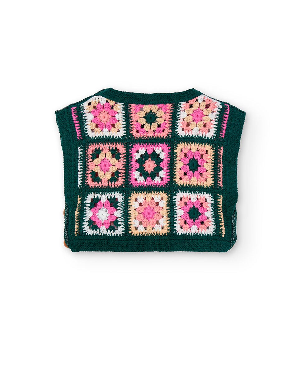 Colete Tricotosa Infantil com Estampado de Flores e Gola Redonda Boboli Multicolor-2