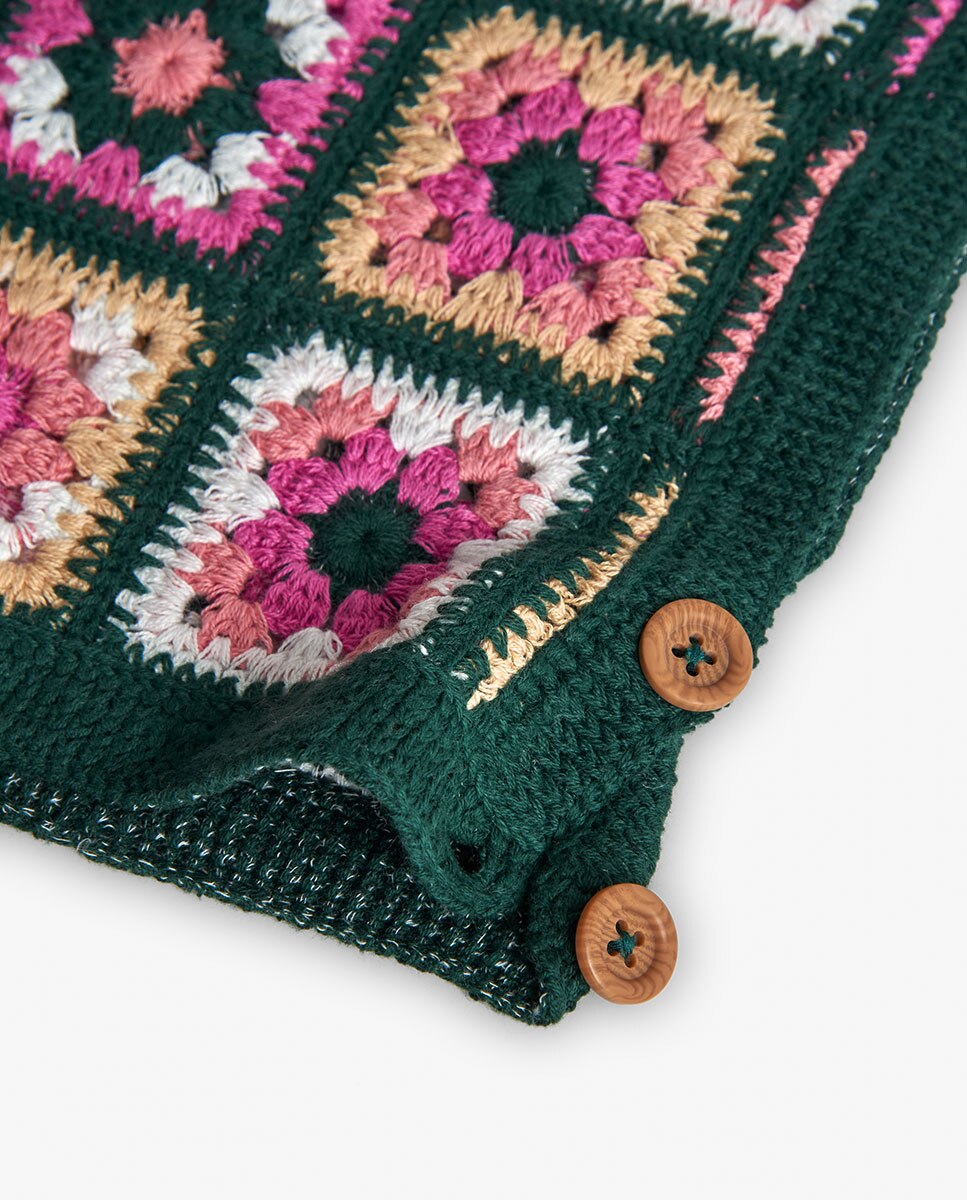 Colete Tricotosa Infantil com Estampado de Flores e Gola Redonda Boboli Multicolor-3