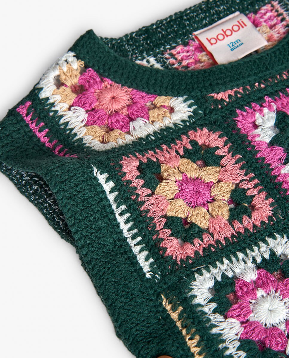 Colete Tricotosa Infantil com Estampado de Flores e Gola Redonda Boboli Multicolor-4