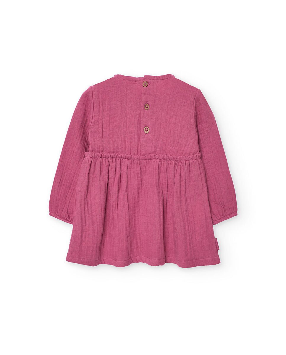 Vestido Infantil de Muselina com Desenho Frontal Boboli Morango-2