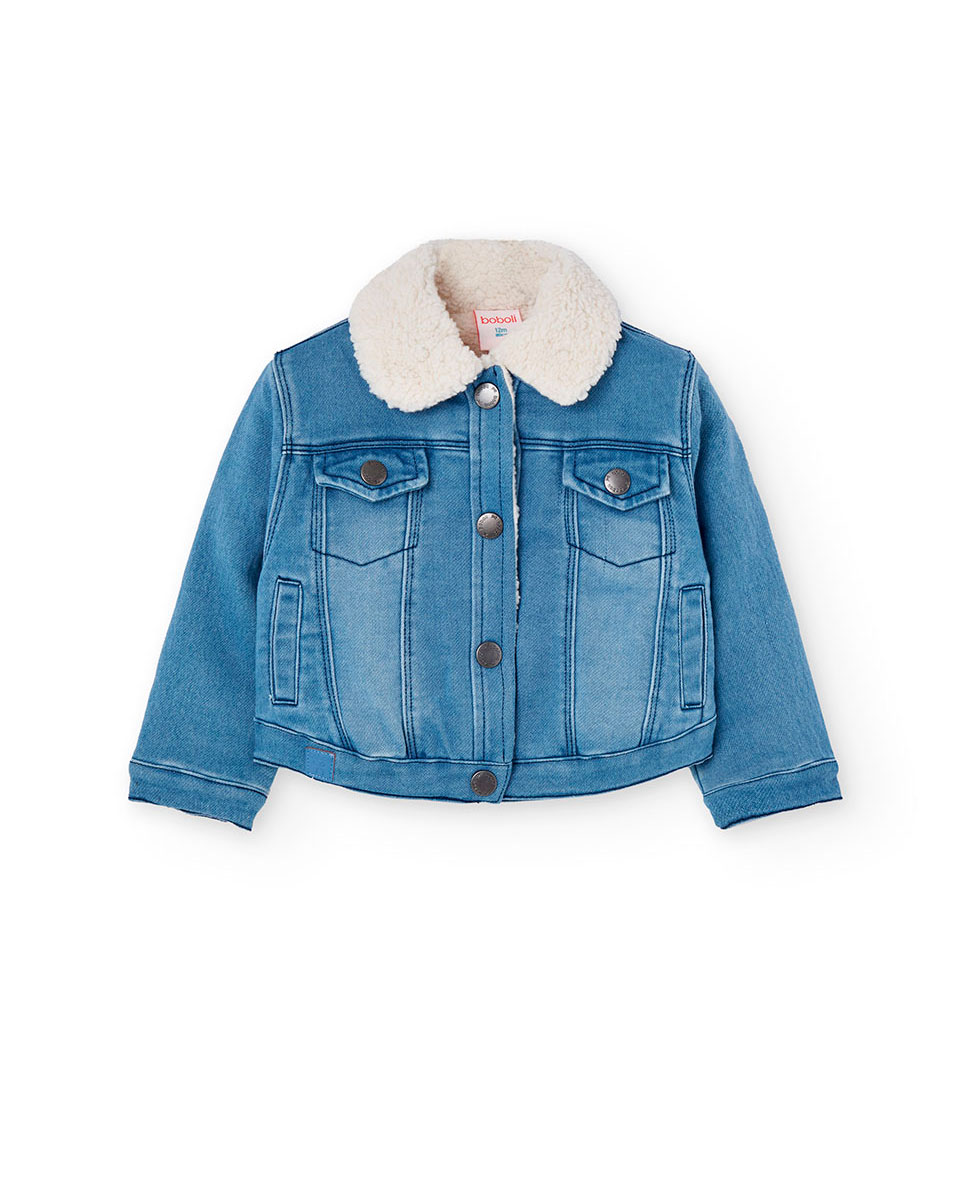 Blusão para Bebé Denim com Gola Tipo Camisa Boboli Azul-1