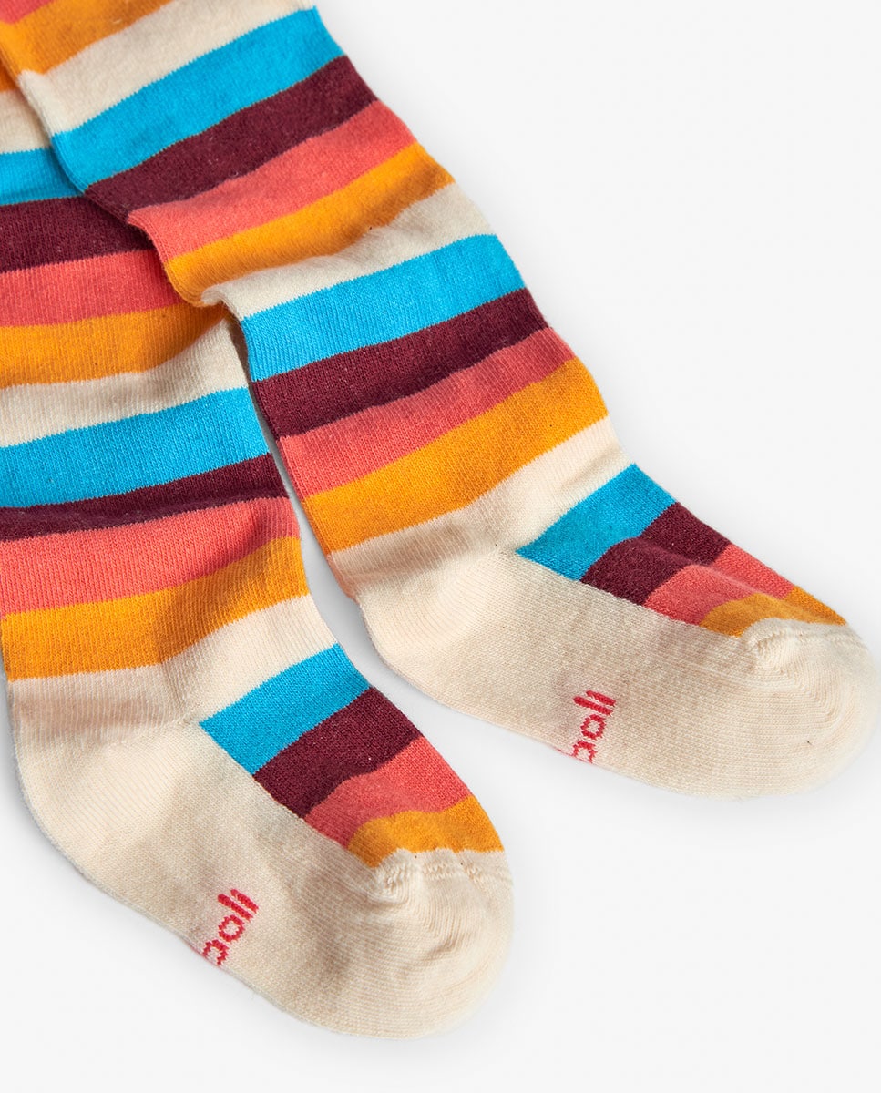 Collants Infantil Às Riscas e Cintura Elástica Multicolor-2