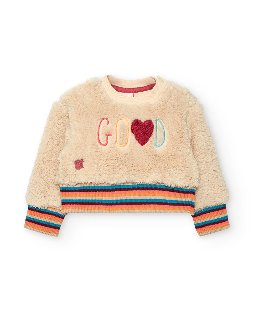 Imagem 0 de Sweatshirt para Bebé Curta de Pelo de Ovelha com Desenho Frontal