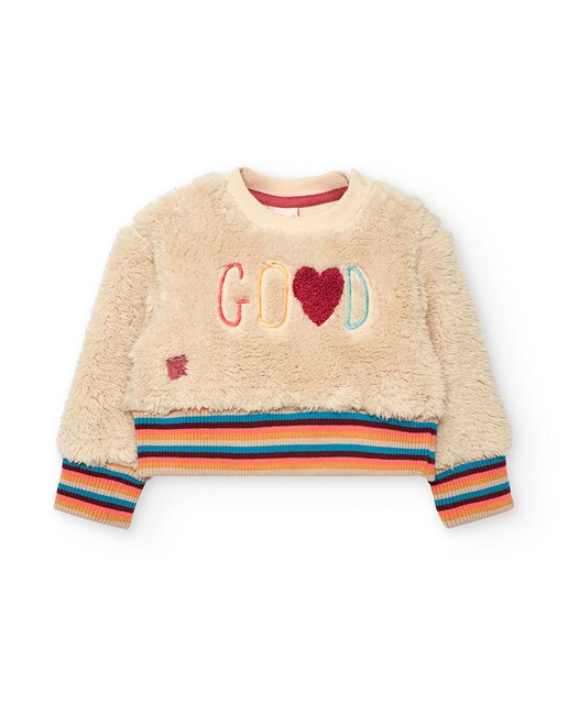 Imagem 0 de Sweatshirt para Bebé Curta de Pelo de Ovelha com Desenho Frontal