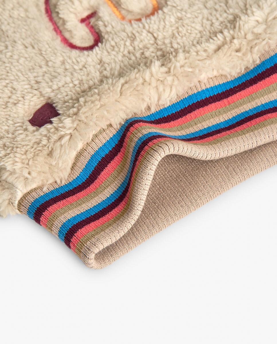 Sweatshirt para Bebé Curta de Pelo de Ovelha com Desenho Frontal Bege-4