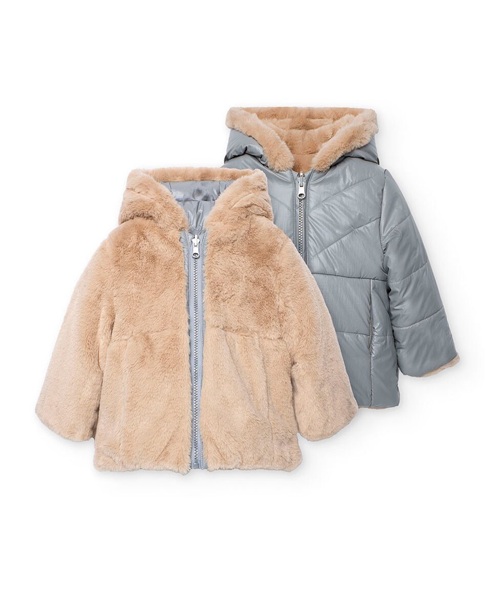 Parka para Bebé com Manga Comprida e Liso Azul-1