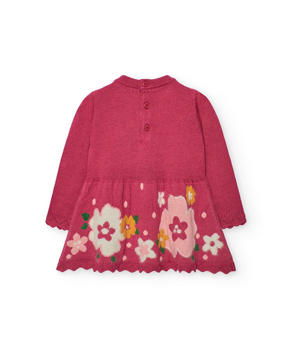 Vestido Infantil com Manga Comprida e Flores Boboli Vermelho-2