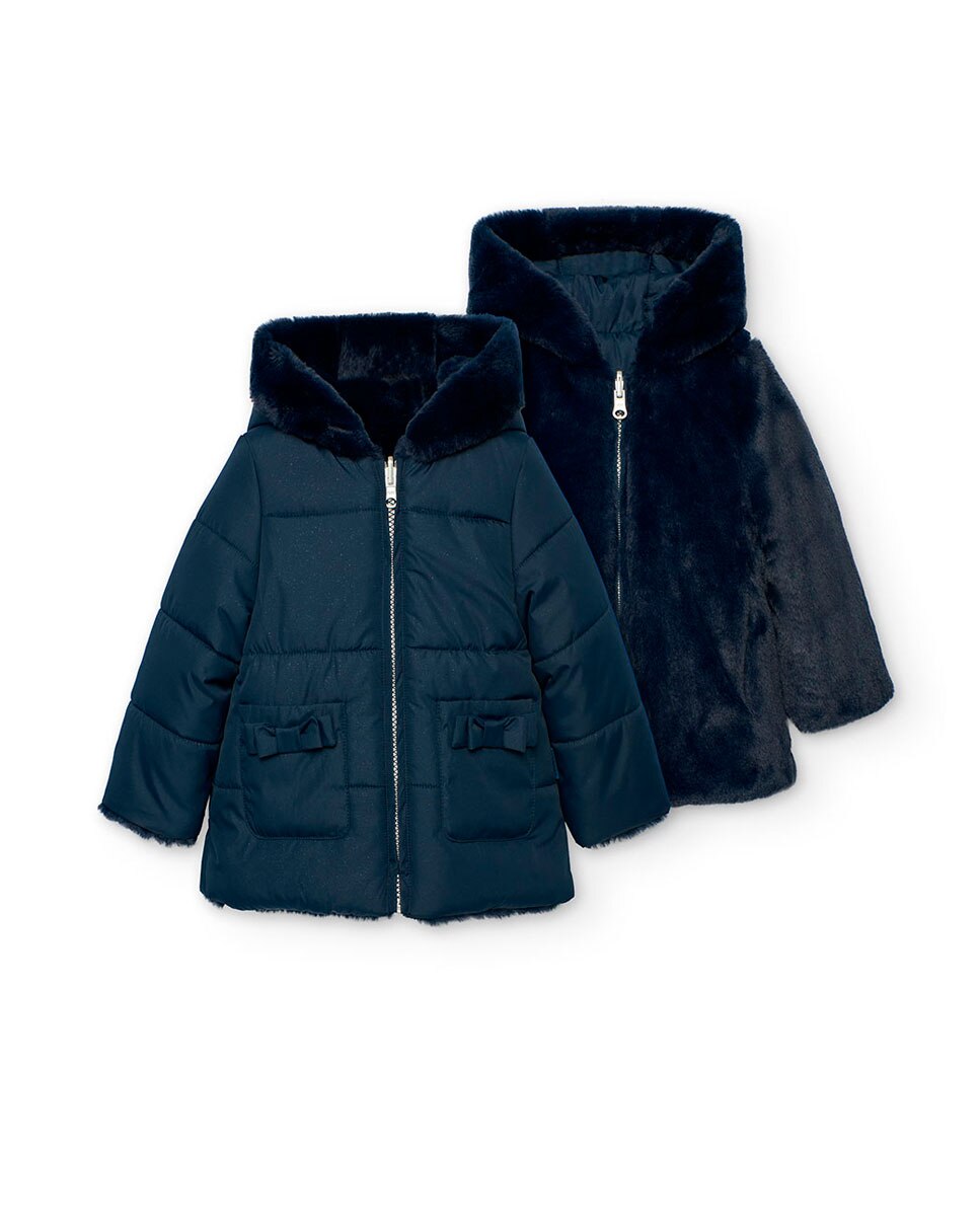 Parka para Bebé com Manga Comprida e Liso Boboli Azul-1